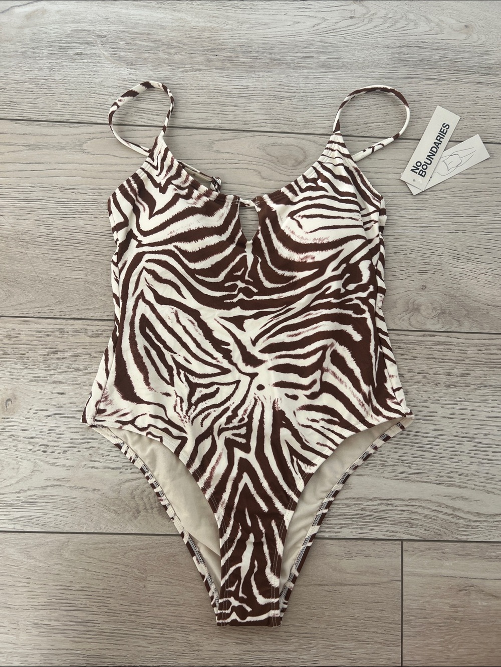 No boundaries  fashion one piece swimsuit brown beije animal print new with tags
